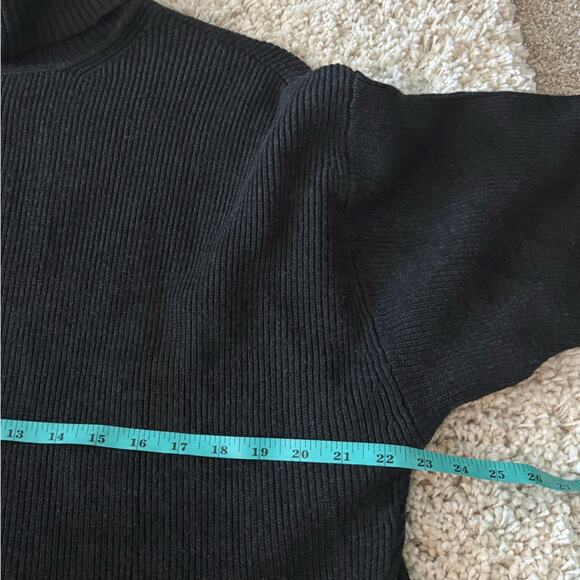 Zara Knit Gray Ribbed Knit Turtleneck Waist Side Tie Chunky Comfy Sweater Medium - Picture 8 of 9